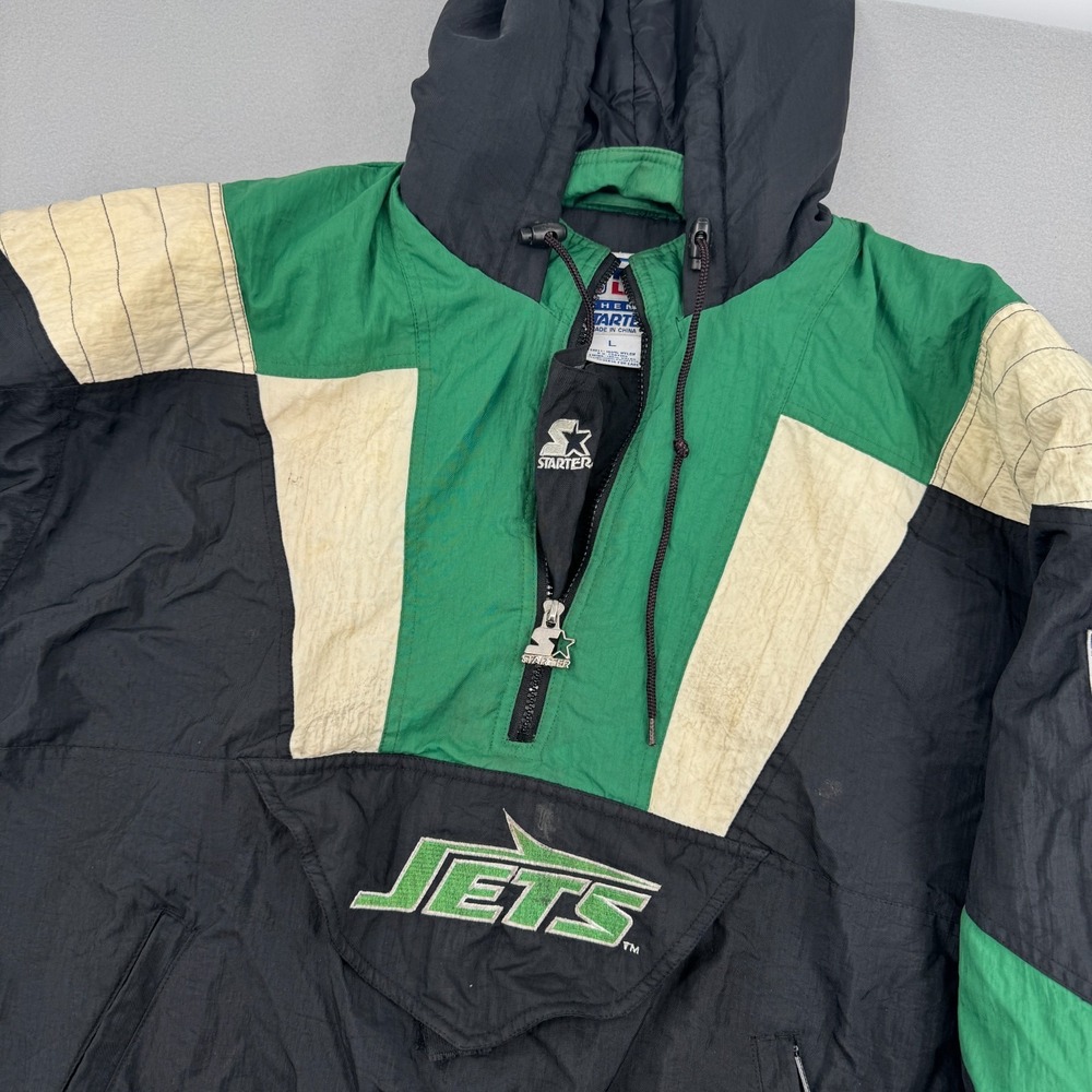 Vintage 90s Starter Pro Line New York Jets 1/2 Zip Jacket Mens L Streetwear